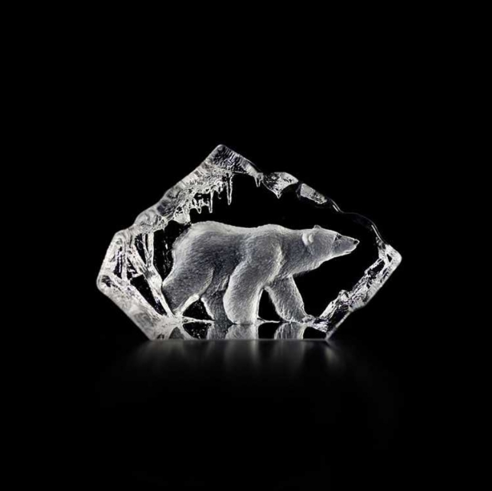 Mats Jonasson Crystal Polar Bear Sculpture